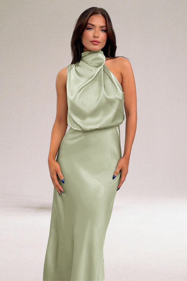 Bodil® | Glamour kjole i satin med halterneck