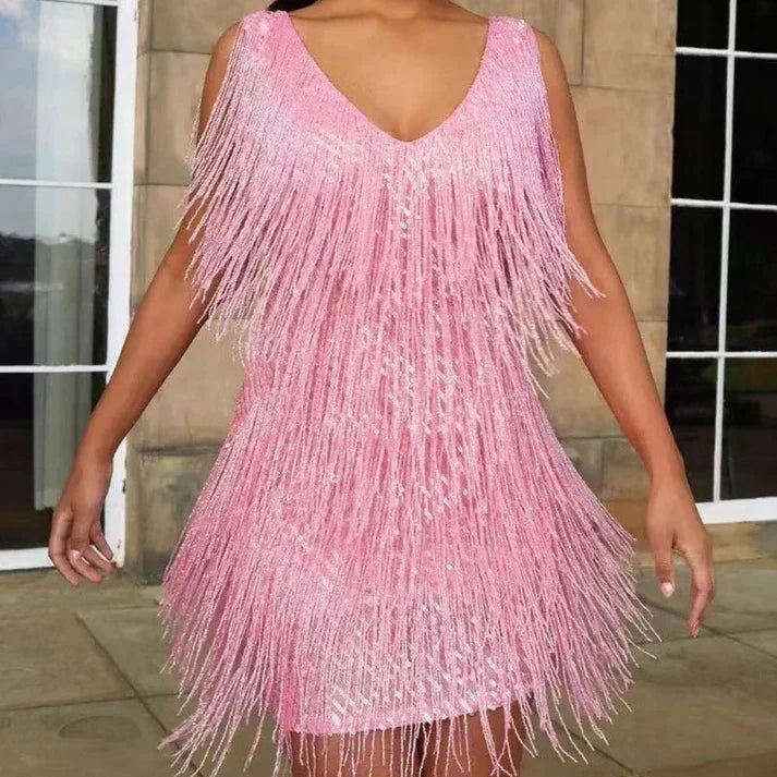 Karla™ | Frynset Glitrende Mini Kjole