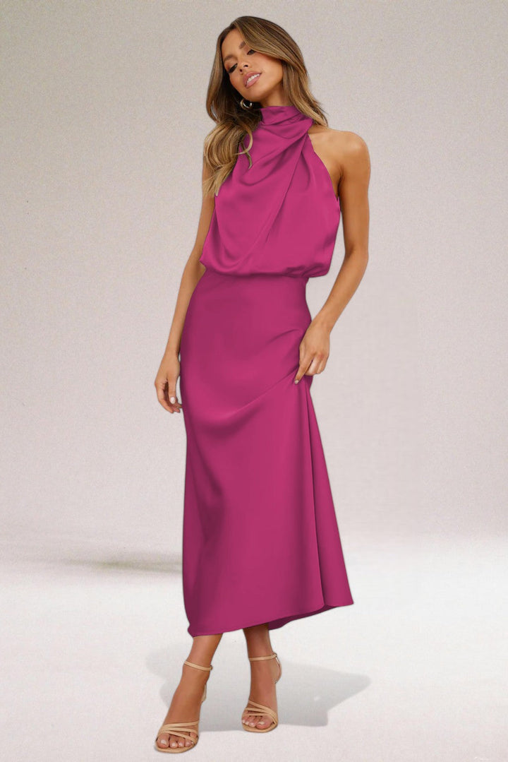 Bodil® | Glamour kjole i satin med halterneck