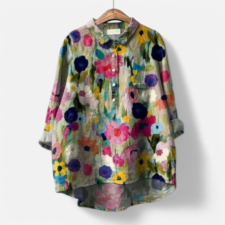 Kiara™ | Stilfuld Løs Pasform Blomstret Bluse