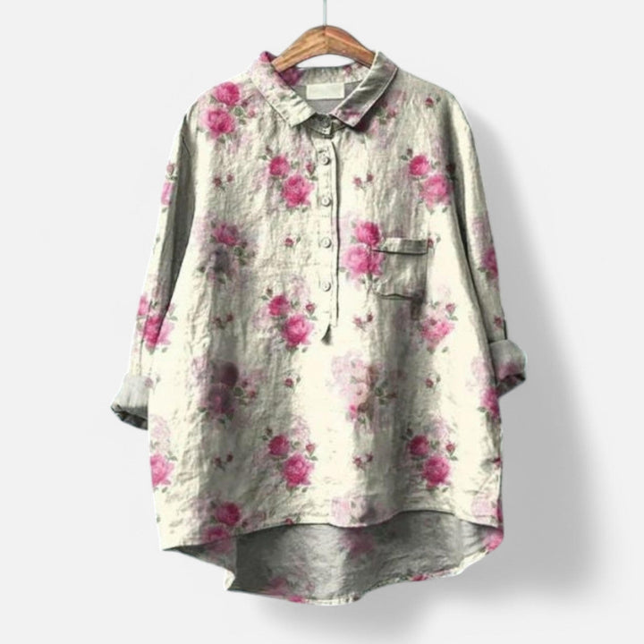 Kiara™ | Stilfuld Løs Pasform Blomstret Bluse