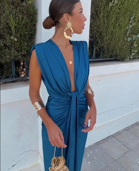 Darcy | Dame Elegant Plisseret Maxi Kjole