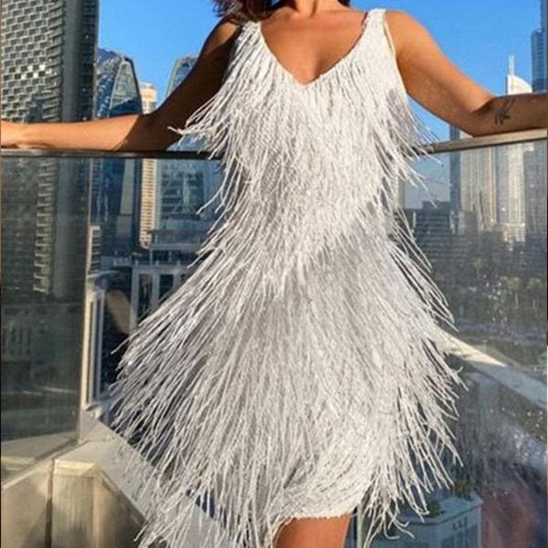 Karla™ | Frynset Glitrende Mini Kjole