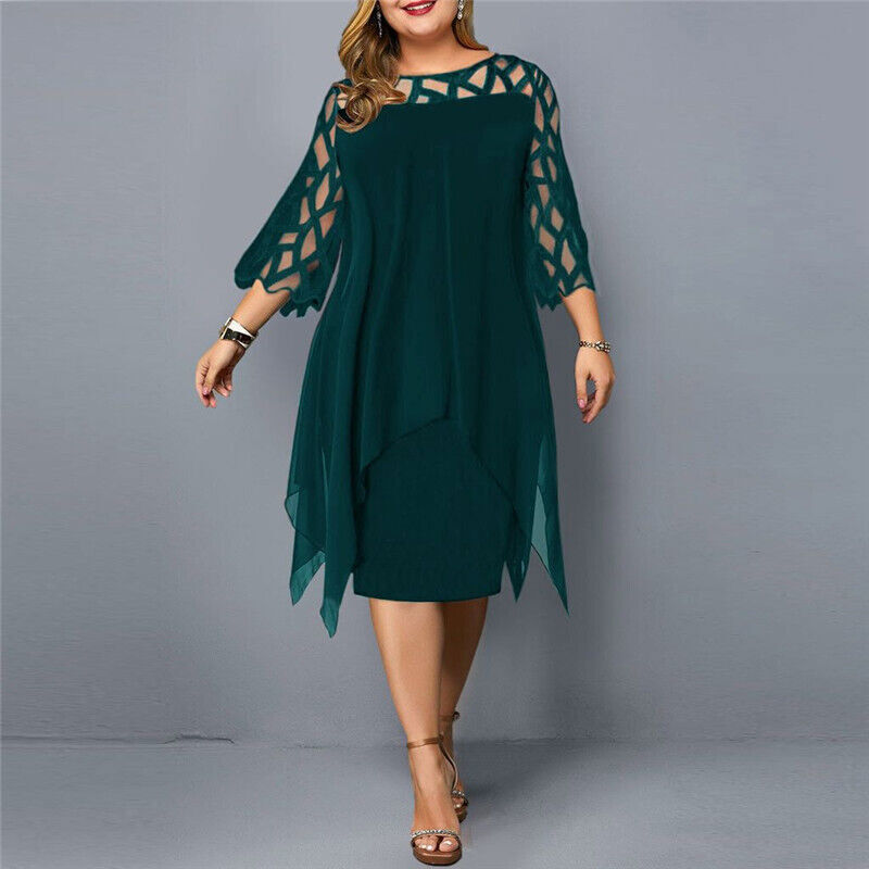 Freja® | Chic Plus Size Midi Kjole til Moderne Kvinder