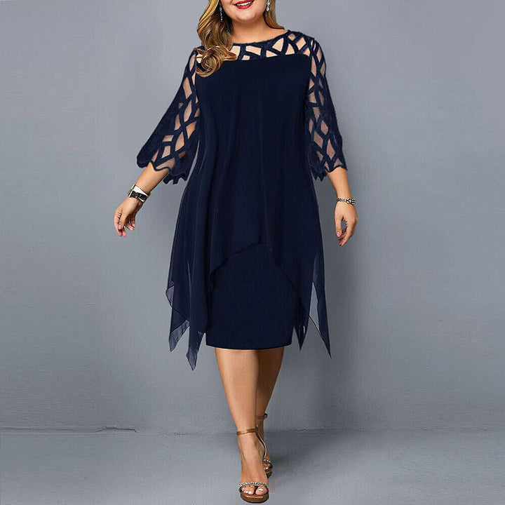 Freja® | Chic Plus Size Midi Kjole til Moderne Kvinder